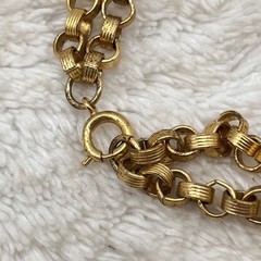 Vintage Rolo Chain Necklace Mixed Stones Two Strand Retro