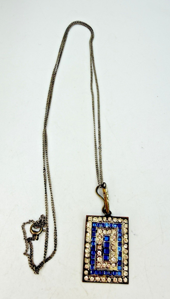 Vintage Necklace Czech Royal Blue Glass Art Deco 26 inches PJ