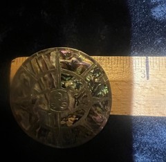 Vintage 925 Aztec Sun FaceAbalone Shell Brooch/PendantMarked Mexico Taxi