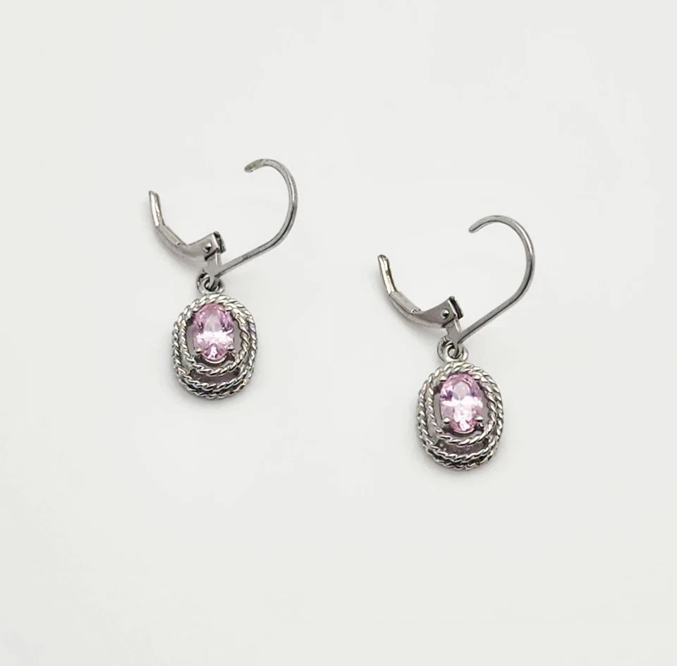 2Ct Art Deco Style Lab Created Pink Topaz Engagement 14K White Gold FN Earrings