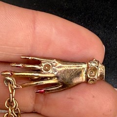 Vintage Victorian Chain Brooch Gold Tone Woman’s Hand Sun READ