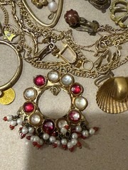 VTG Gold Plated Jewelry Lot Scrap 1/2 Lb Non Magnetic Victorian Rhinestone Grams