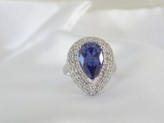 Sterling Silver 925 Simulated Tanzanite Large Ross Simons Ring Size 6