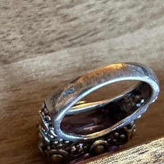 Vtg 925 Silver Ring Sz 7 Lg Lavender Cubic Zirconia Medieval Renaissance 3/4”