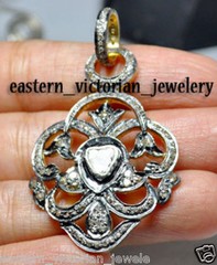 2.25ctw Genuine Old Mine Rose Antique Cut Diamond Silver Vintage Pendant Jewelry