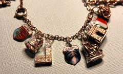 European Travel Silver Charm Bracelet & 17 Charms, 925 to 800 Silver, Some Rare