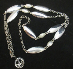 Trifari Signed More Modern Decorative Chain Necklace Silver Tone Ovals 26″ Long