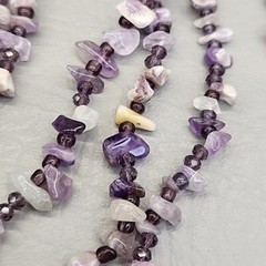 Amethyst Necklace Bracelet Pierced Earrings Set Purple Stone Layered JTV 20″