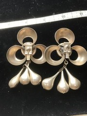 Vintage High End Fashion Jewlery Southwestern Silver Turquoise Pierced Earrings