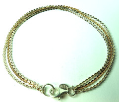 3 CHAIN & MULTICOLORS WOMEN MILOR 925 STERLING SILVER BRACELET 6.6 gr & 9″