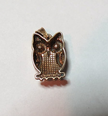 VINTAGE CHARM PENDANT STERLING SILVER OWL WITH STONES 17MM….