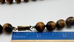 VTG Estate Tiger’s Eye Hand-Knotted Necklace Gemstone Beads Barrel Hook Clasp