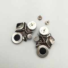 22g Vintage Sterling Silver Black Onyx & Pearl Earrings Marked Sterling #69