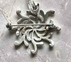 Vintage Sterling 925 Silver Fire Star Convertible Brooch Pendant Necklace