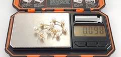 Vtg Gold Tone Multi Pearl Curved Hoop Statement Dangle Drop Stud Post Earrings