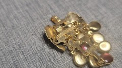 Dangling Purple Grape Cluster Gold Tone Wearable as a brooch or pendant