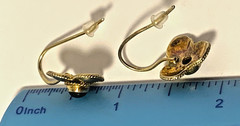 Gold Wash Sterling Silver & Black Onyx Dangle Flower Earrings Victorian Style