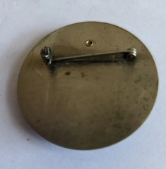 Vintage Mixed Metal Man in the Moon Brooch Brass Copper Mother of Pearl