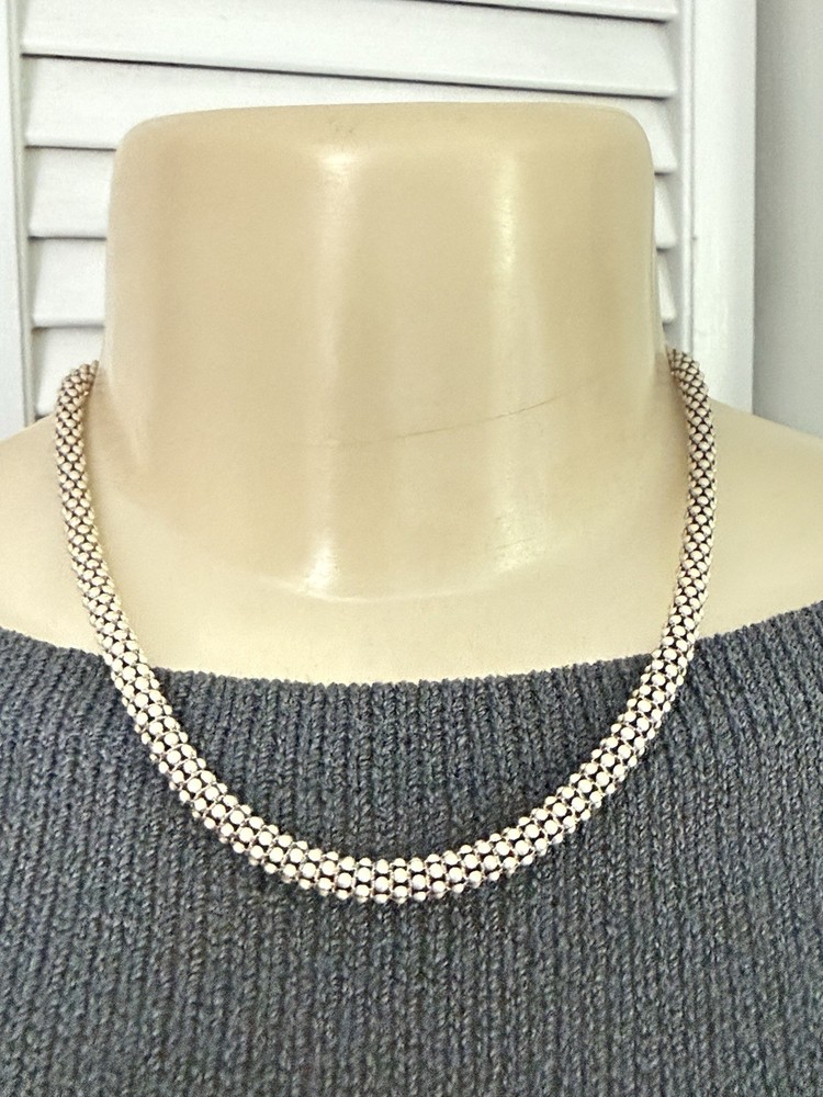 Vintage Sterling Silver 925 Italy Popcorn Link Chunky Chain Choker Necklace 18g