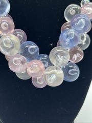 Cute Vintage Lucite Bubble Necklace Iridescent Pastel Pink & Blue