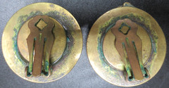 Artisan Rootbeer Glass Cabochon Brass Vintage Clip Earrings