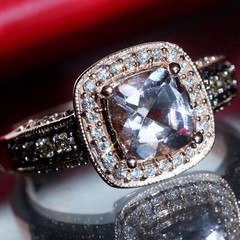 14k rose gold ring 1.45ct morganite natural diamond sz 7 halo 5.50g LeVian N3040