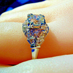 Original EARTH MINED DIAMOND Art Deco Engagement Ring VINTAGE PLATINUM Solitaire