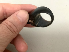 Vintage carved natural black coral skull Gothic mens womens ring size 7.5-7.75