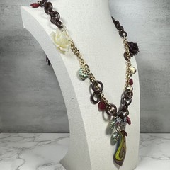 VTG Signed Erickson Beamon Runway Statement Necklace Flower Swirl Glass Pendant