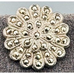 Vintage Sterling Marcasite Earrings Floral Screw Back Prong Set 5/8″