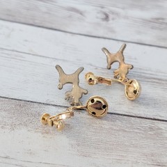 Vintage Clip On Earrings Reindeer Dangle Earrings