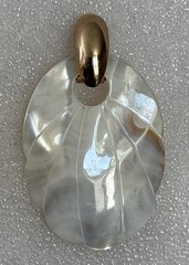 Vintage Gold Tone & Iridescent Mother Of Pearl Door Knocker Pierced Earrings NEW