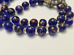 Vintage Royal Blue Murano Glass Bead Necklace 22″