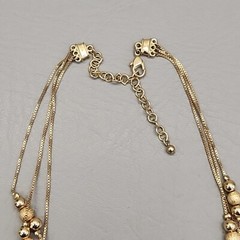 Layered Necklace Gold Tone Station Beaded Textured Glossy 19″