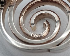 VTG 925 Spiral Brooch 1.25in Sterling Silver Solid 15g Abstract 3D Geometric