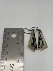 Vintage Mexico 925 Sterling Silver Abalone Shell Inlay Dangle Earrings TC-102