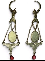 Vintage Catherine Stein Jeweled Cameo Drop Earrings NWT