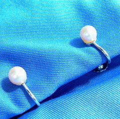 Elegant Original Vintage 6 millimeters PEARL Earrings 14K WHITE GOLD Deco Studs