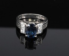 Fine 2.84ct Royal Blue Sapphire & 0.76ct Diamond Platinum Ring, Size 5.5