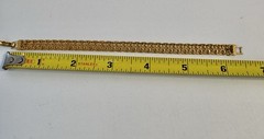 Napier Bracelet Herringbone Chain Gold Tone Fold Over Snap Clasp 7″