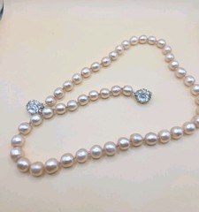 VintageJudith McCann Signed Shuvon Glass Pearl Necklace Dual-Hook Clasp 20″ 0176