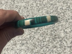 Malachite Stone Inlay Green White Resin Bangle Bracelet – 10” Length/3” Diam.