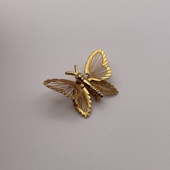 Beautiful Vintage Monet Gold Delicate Butterfly Pin, Signed, Secure Clasp