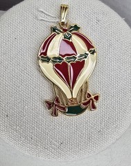 Vintage Wallace Silversmiths HOT AIR BALLOON Enamel Pendant Christmas Ornament