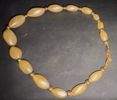 Vintage Signed NAPIER Yellow Lucite Bead Necklace Bracelet Set Gold Tone 1970s