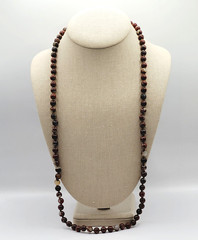 Jasper Stone Varied Brown Hues Hand Knotted Beaded Over the Head Necklace 30 In