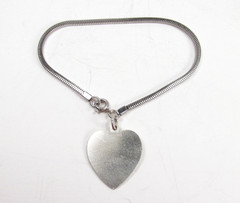 Vintage USA Made Sterling Silver Engraved CATHY Name Heart Tag Bracelet 6-3/4″