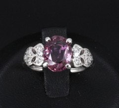 Fine 2.97ct GIA Madagascar Pink Sapphire & 0.13ct Diamond Platinum Ring Size 5