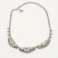 Elegant Swag Design Sparkling Rhinestone Silver Tone Art Deco Style Vtg Necklace