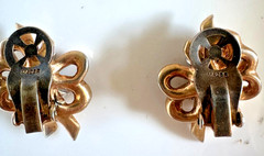 Vintage Signed Mazer Jomaz 1940s Rhinestone & Gold Tone Earrings